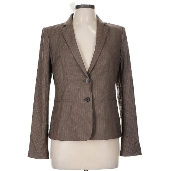 Ann Taylor Pinstriped Suit Jacket in Brown